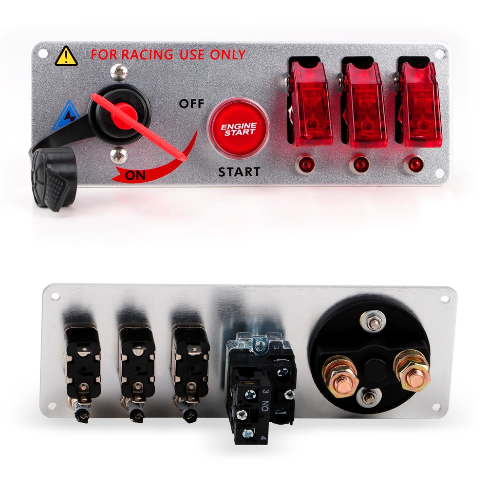5-in-1 Ignition Switch Panel Engine Start Push Button LED 12V Toggle Racing Car