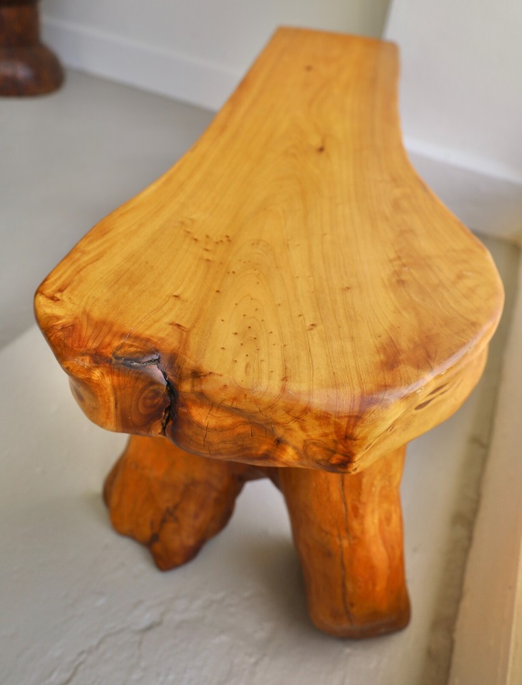 Natural Wood Organic Shaped Bench, Longer
