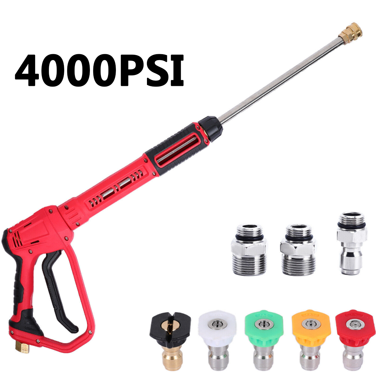 4000PSI High Pressure Car Power Washer Gun Spray Wand Lance Nozzle and Hose Kit