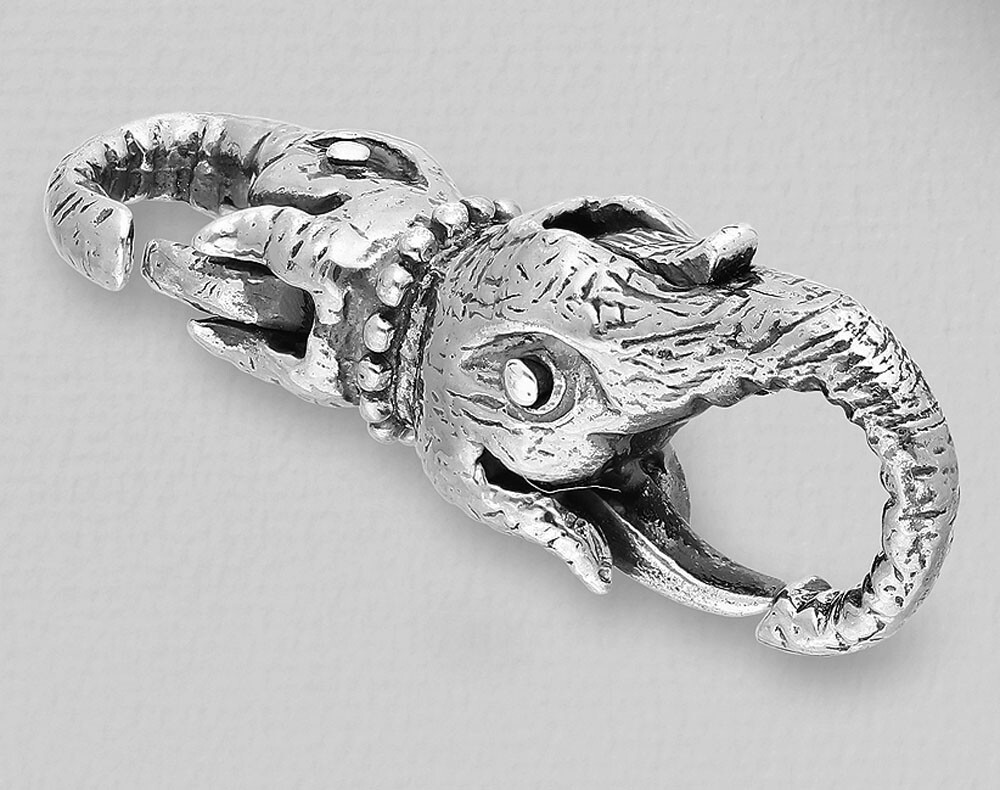 Solid Sterling Silver Elephant Clasp Finding 26mm Long 4.33g Replacement Lock