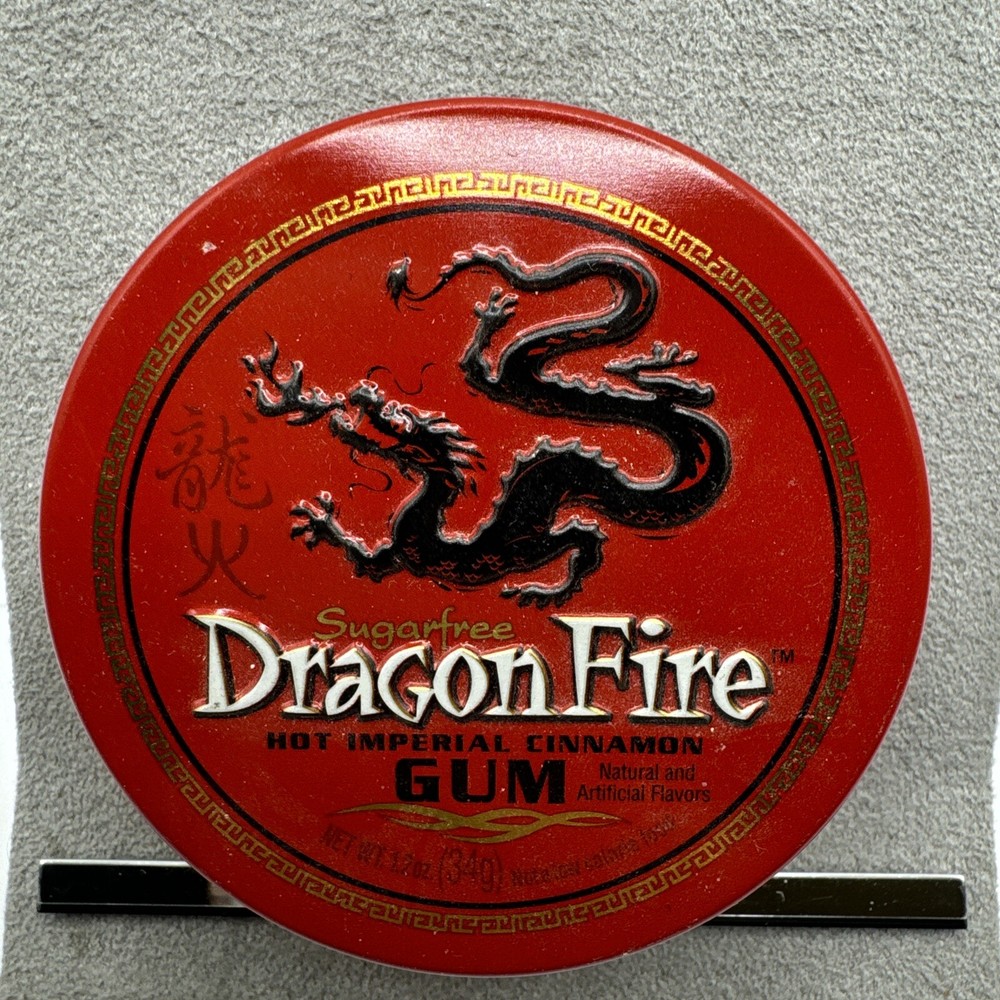 Vintage Dragon Fire Gum Empty Tin Embossed Lid