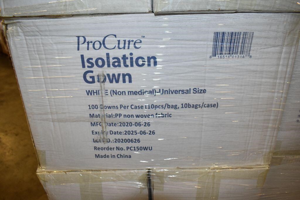 ProCure Isolation Gown White PP Non-Woven Fabric 1 pc Universal Size New