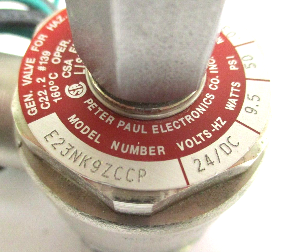 PETER PAUL ELECTRONICS , E23NK9ZCCP , SOLENOID , 24-DC , 1/4" FNPT , SURPLUS