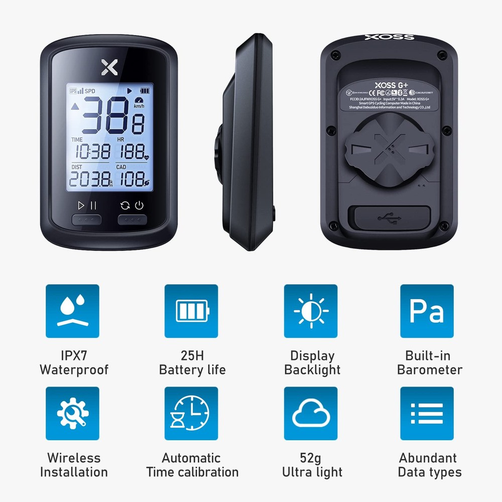 XOSS G+ GPS Bike Computer Wireless Speedometer Odometer ANT+ Bluetooth