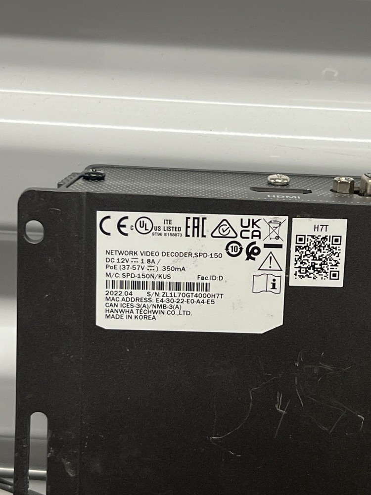 WiseNet SPD-150 Network Video Decoder