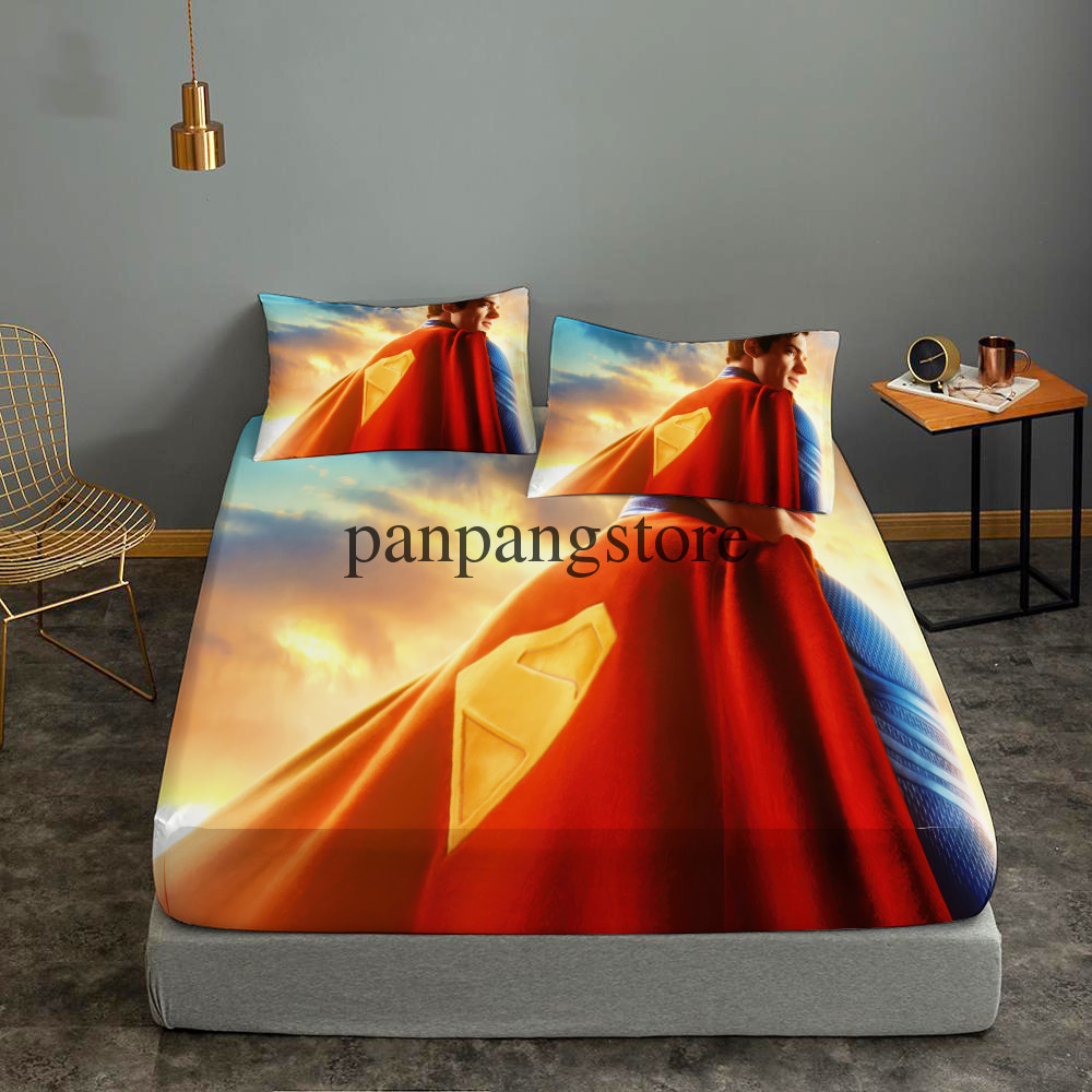 superman Fitted Sheet Set Deep Pocket Bed Sheets&Pillowcase 3PCS Bedding Sets