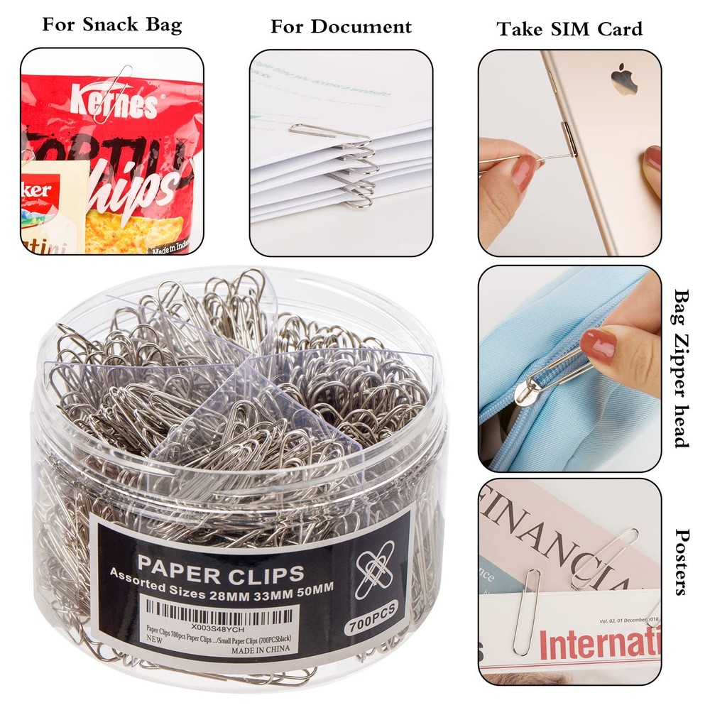 700pcs Paper Clips Assorted Sizes Large (700PCS) New