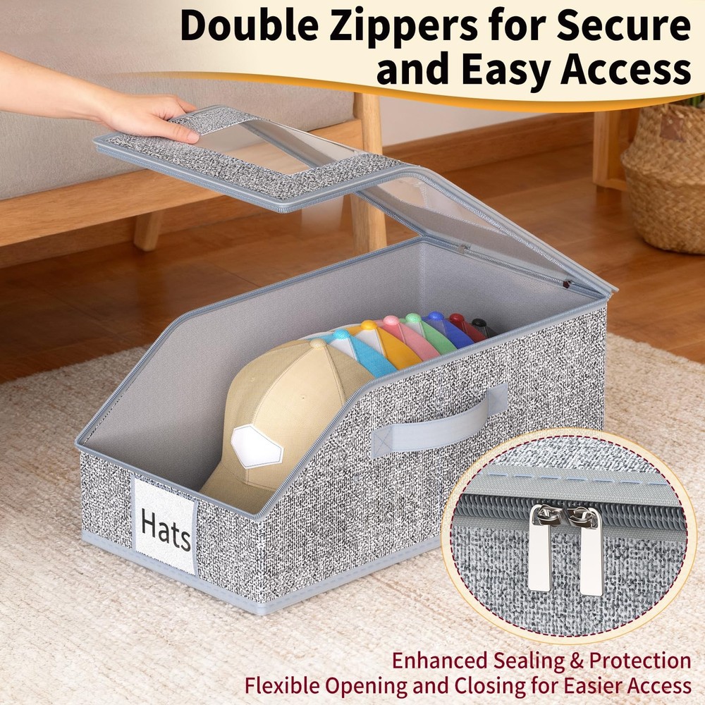 3 Pack Stackable Hat Organizer for Baseball Caps, Hat Storage with Clear Wind