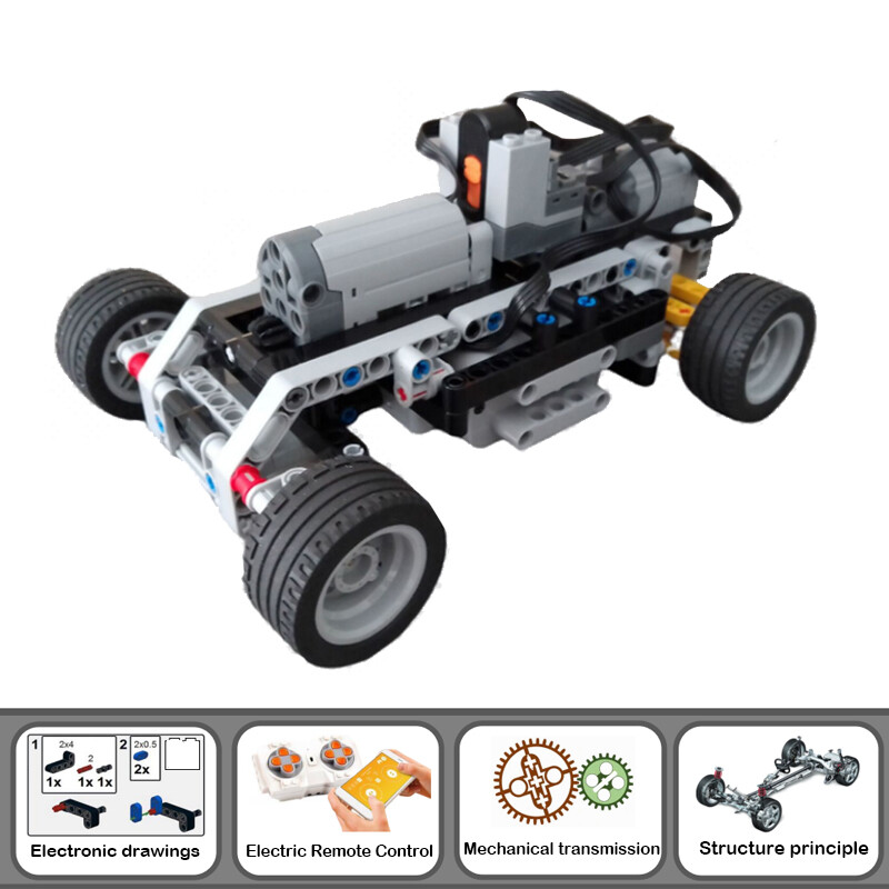 Variable Speed Car Chassis Mechanical Puzzle MOC Electric Remote Control Model