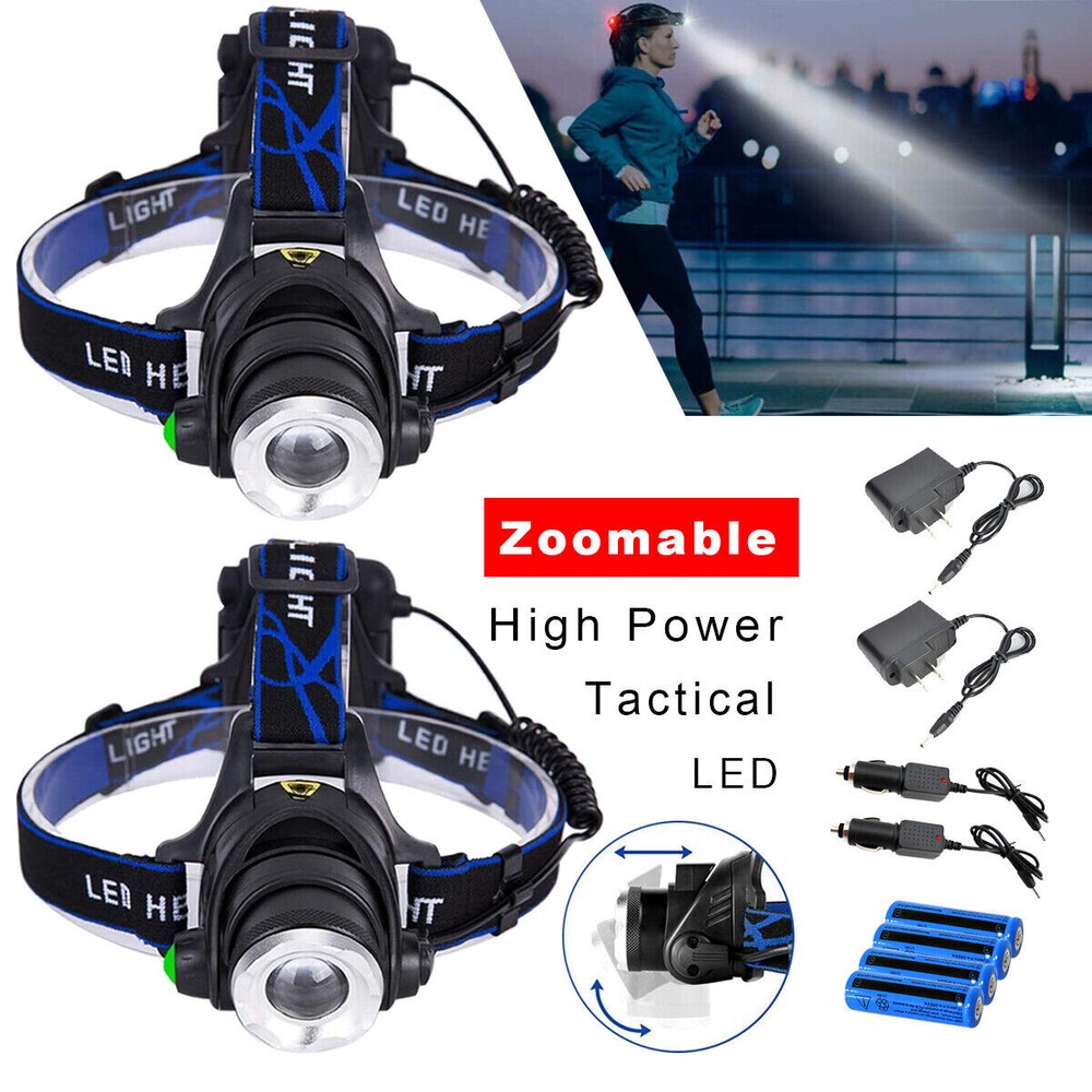 2PACK Super Bright LED Headlamp Rechargeable Headlight Head Lamp Flashlight HOT