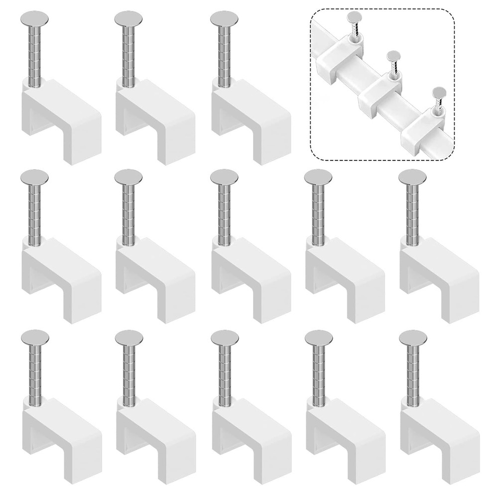 Cable Clips Nail in Cable Clips 100 Pcs 8mm Flat Ethernet Cable Wall Clips Ca...