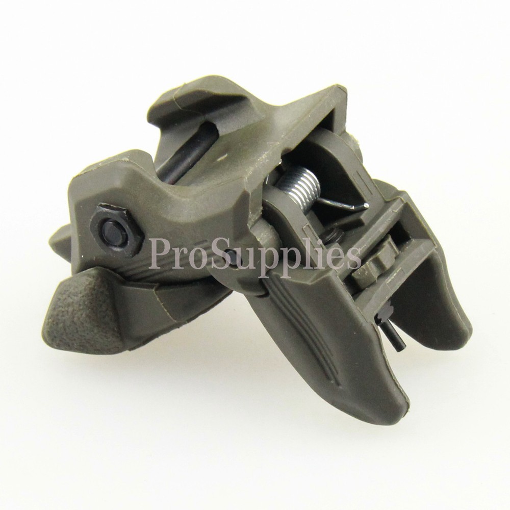 OD Green Polymer Flip Up Folding Auto Deploy Front & Rear BUIS Back Up Sight Set