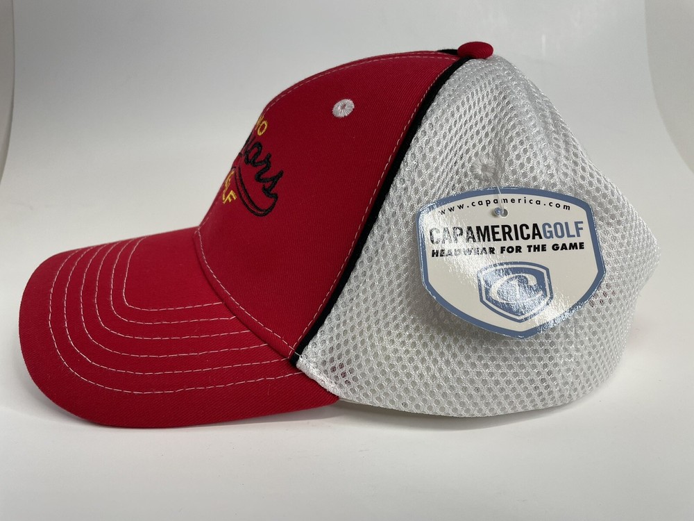 Semo Seniors Golf Cap Hat Red Mesh Adjustable NEW