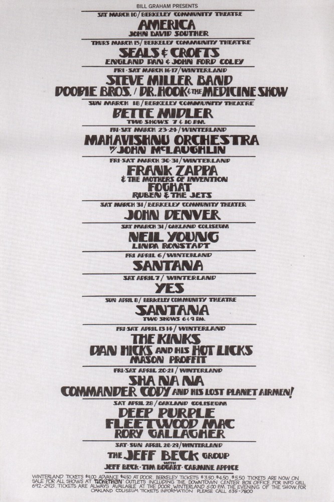 DEEP PURPLE / NEIL YOUNG / LINDA RONSTADT 1973 OAKLAND COLISEUM HANDBILL FLYER