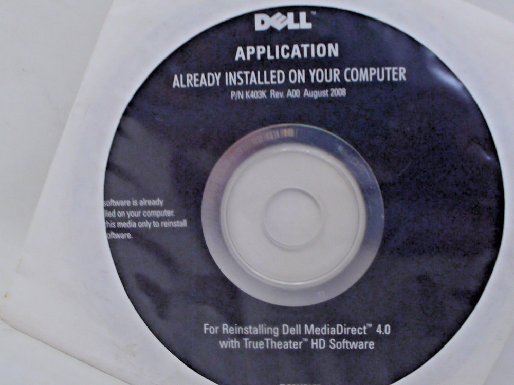 Dell Application Reinstalling Dell MediaDirect 4.0 Software Disc Only New Sealed