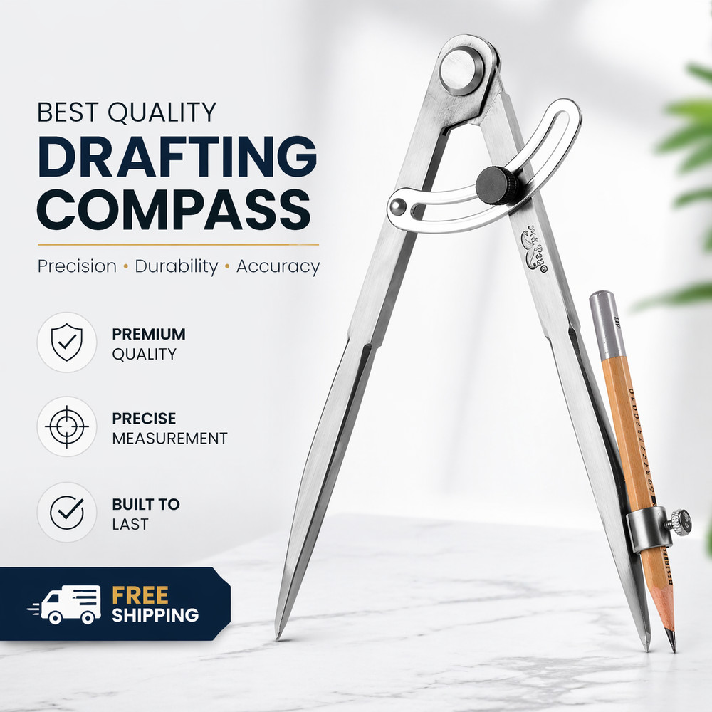 Large Professional Compass for Woodworking and Geometry - Precision Drawing Tool