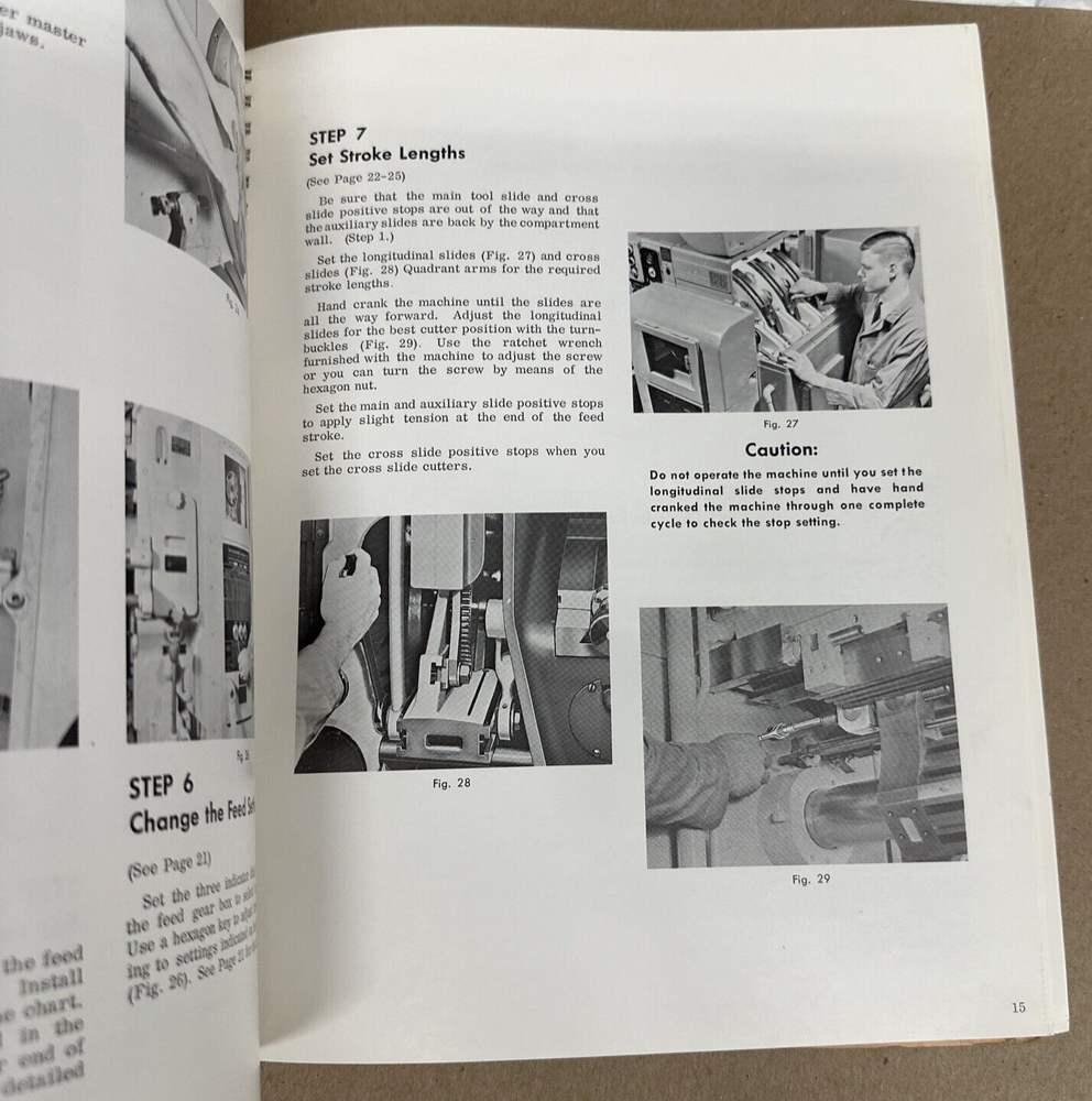 Warner Swasey Multiple Spindle Automatics Operating Instructions Manual