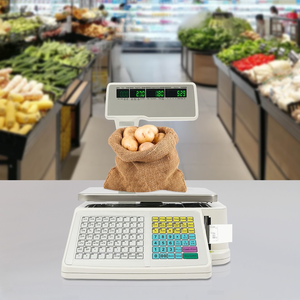 White Electronic Price Computing Scale Four-window Label Thermal Printer Scale