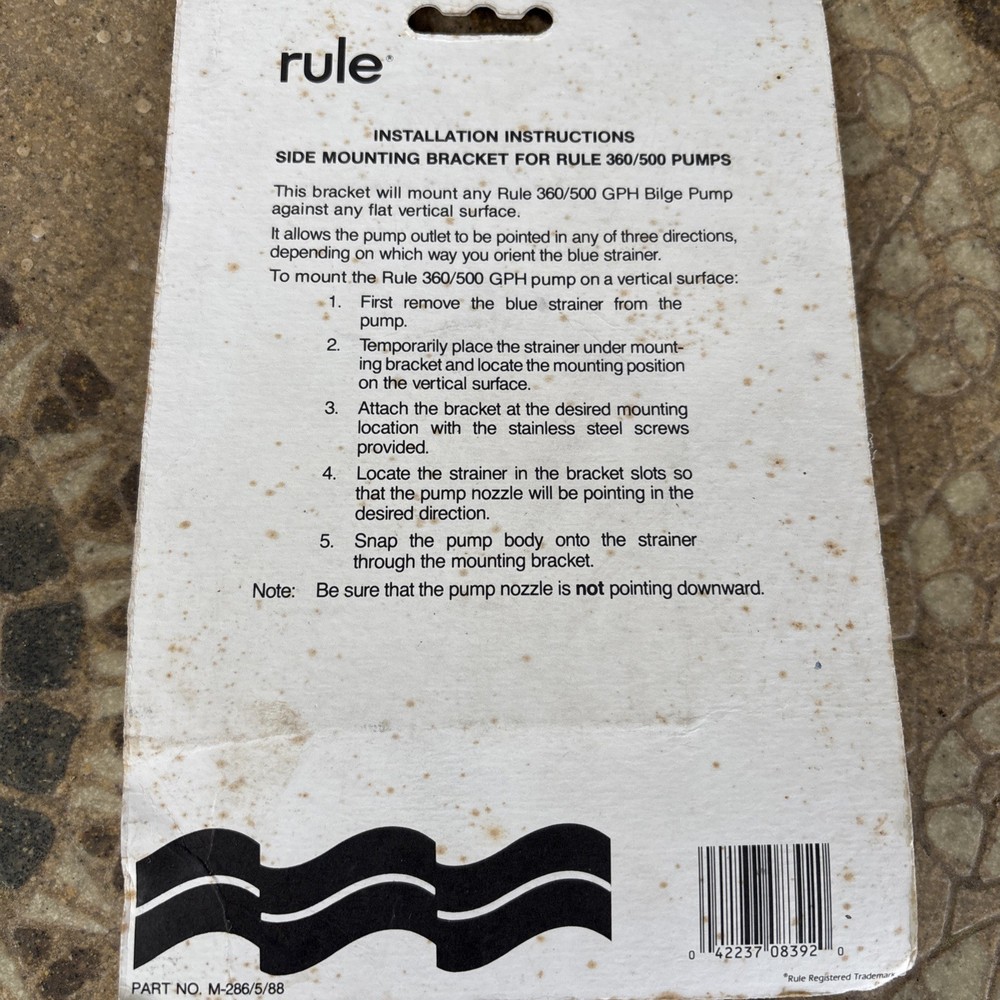 Rule Side Mount Bracket For Rule 360/500 Pumps