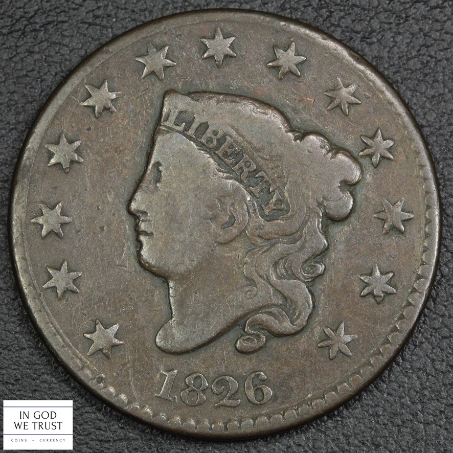 1826 Coronet Matron Head Copper Large Cent 1C