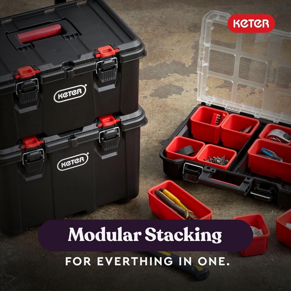 Stack-n-Roll Modular Tools Organizer Box 3 Piece Resin Rolling Tool Box System