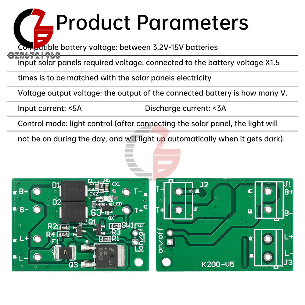 3.2-15V Solar Charge Lights Control Circuit Switch Lithium Battery Charge Board