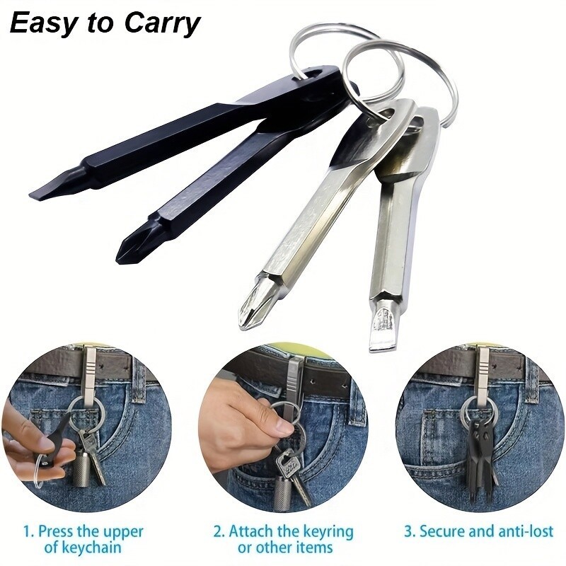 4 Set(8Pcs) EDC Mini Keychain Screwdriver Set Phillips Flat Head Portable Tools