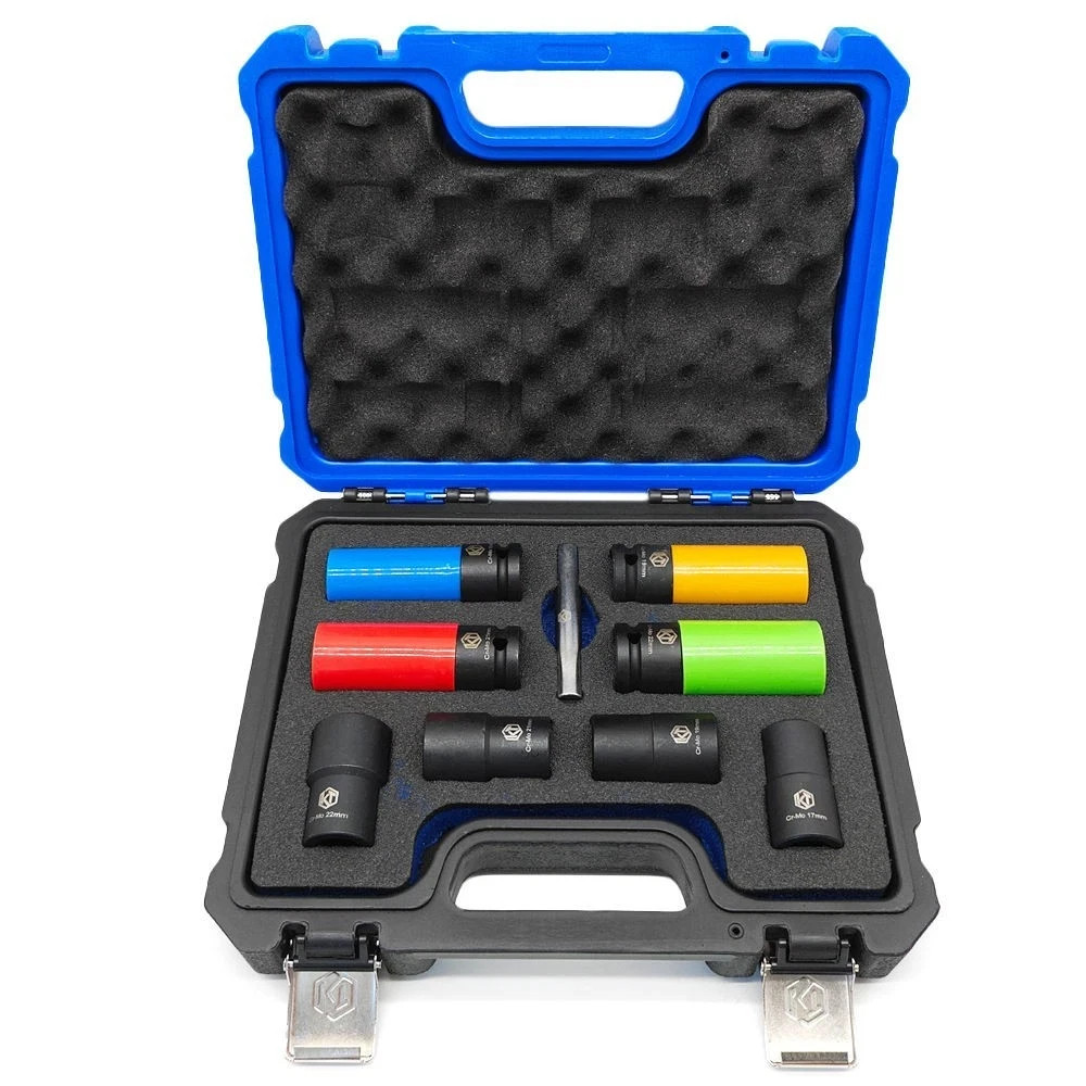 9PC Lug Nut Extractor Set,1/2" Drive Impact Bolt Remover Socket Tool for Damaged