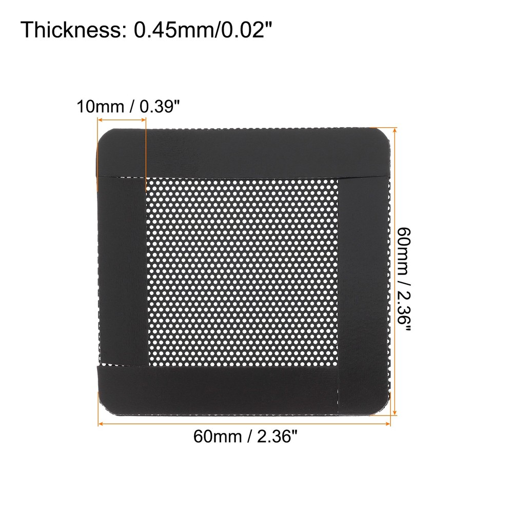 3PCS PC Dust Filter 60x60mm Magnetic Frame Computer Cooler Mesh Black
