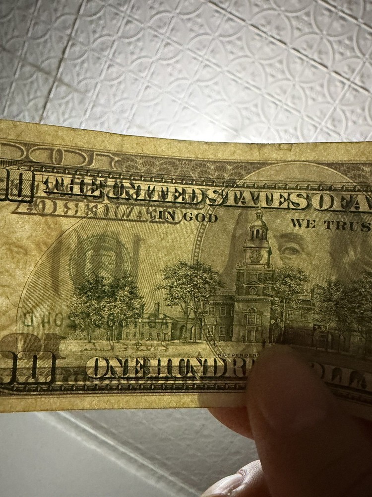 1996 $100 Dollar Bill Off-Center Misaligned Error