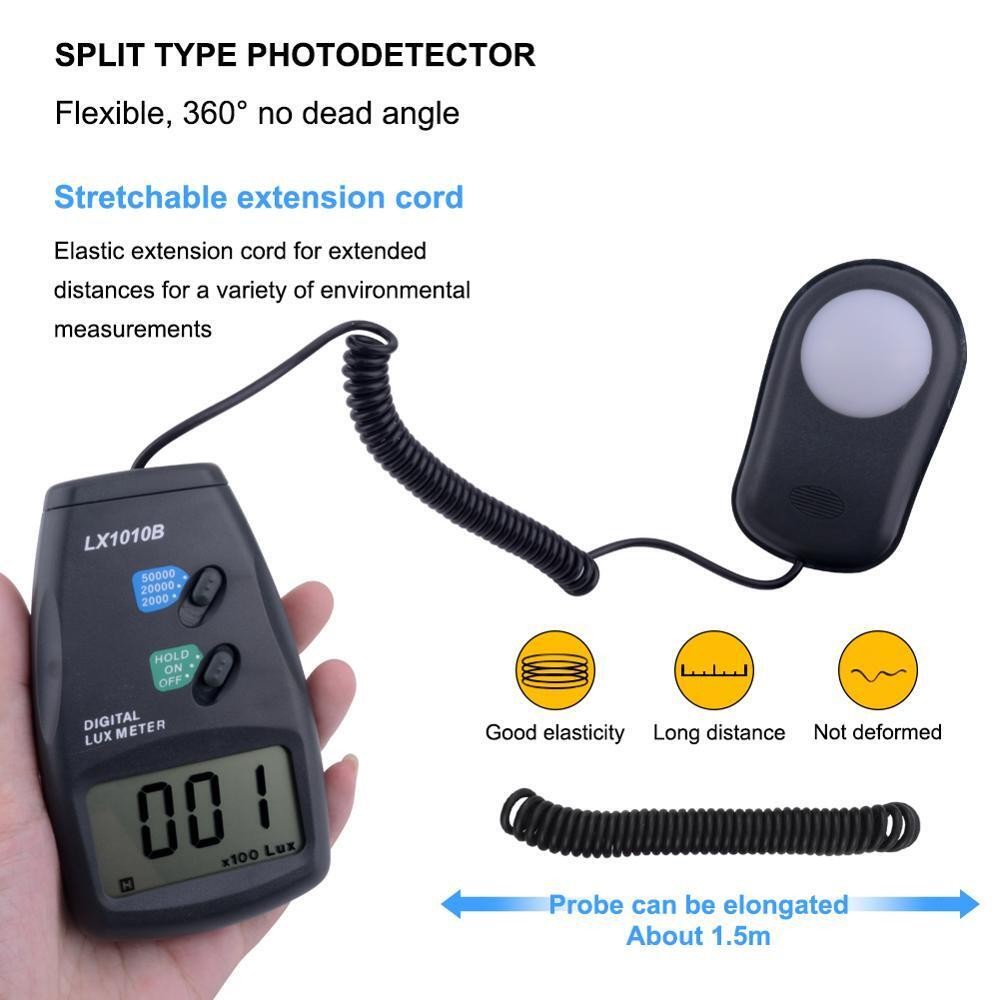 3 Range 12-Digit LCD Display Digital Light Meter LX-1010B illuminance Meter
