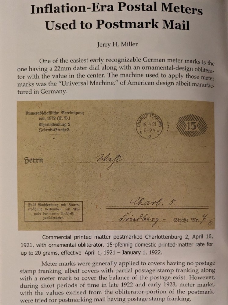 German Postal Specialist Aug '10 Duchess von Hessen Inflation-Era Postage Meters