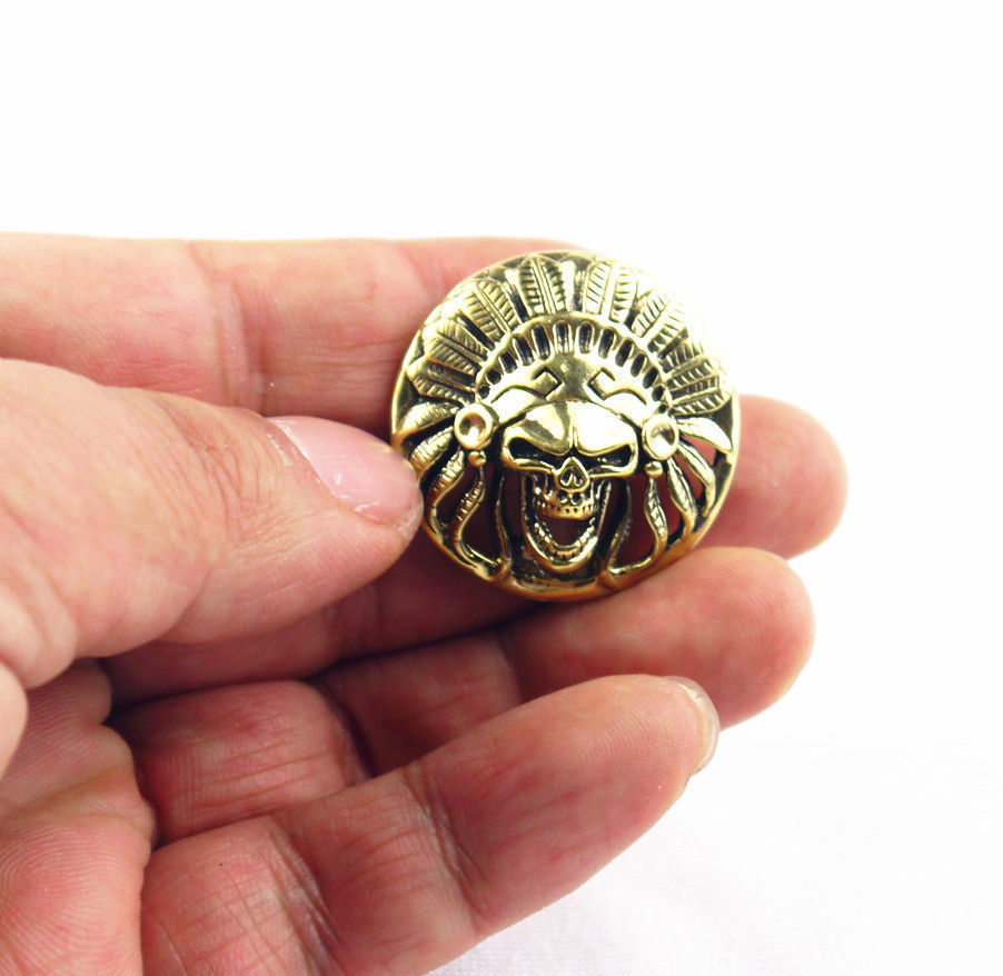 Solid Brass Conchos Decor Leather Craft Skull Rivet Stud Punk Screw Back