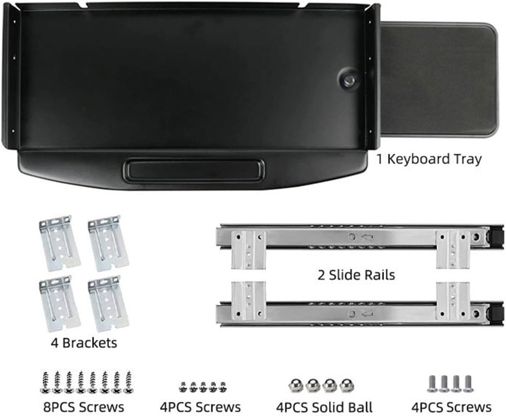 Solid Steel under Desk Keyboard Tray Slide Out with 360° Rotating Mouse Platform