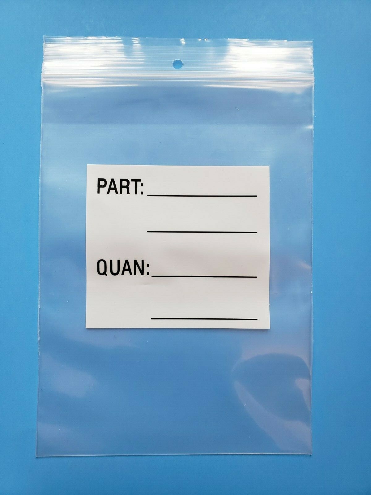 RECLOSABLE ZIP SEAL PARTS BAG PLASTIC HEAVY DUTY 4MIL LOCK HANG HOLE WHITE BLOCK