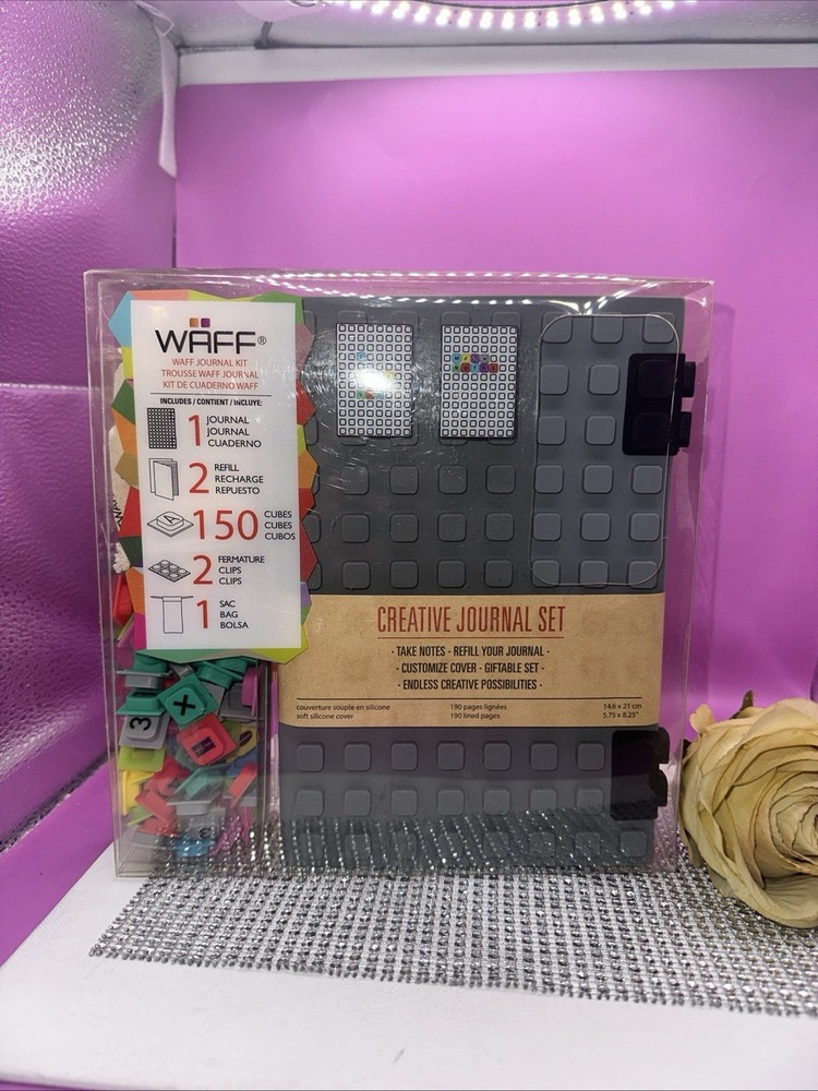 WAFF Cute Journal, Personalized Notebook With 70 Cubes, Refillable Large Gray