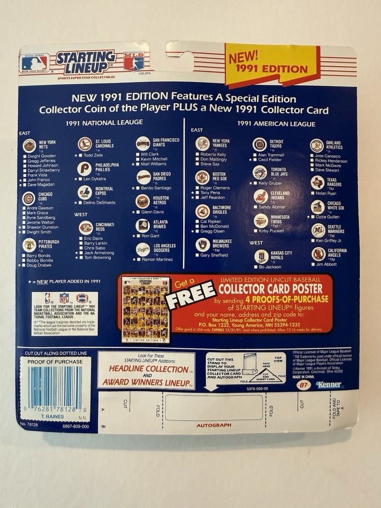 💥⚾️ 1991 TIM RAINES Chicago White Sox Starting Lineup ⚾️💥