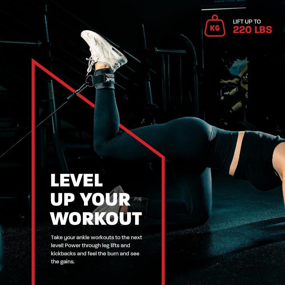 Durable Ergonomic Ankle Straps for Strength Training - Maximum Support & Comfort