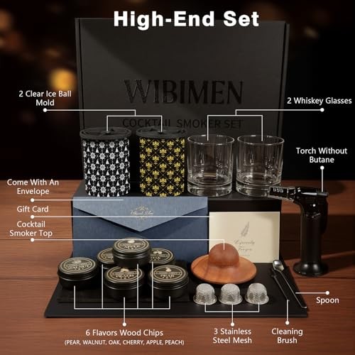 Whiskey Smoker Kit with 2 Clear Ice Maker - Old Complete Kit With Torch