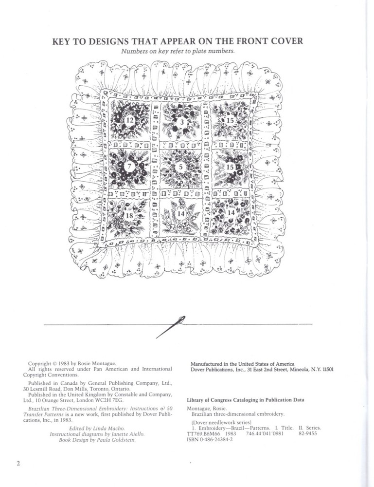 Brazilian Three-Dimensional Embroidery Pattern Book Instructions & 50 Transfers