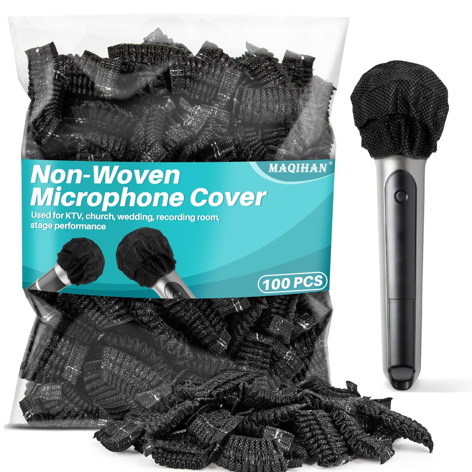 100PCS MAQIHAN Microphone Cover - Mic Covers Disposable Odorless Non-Woven...