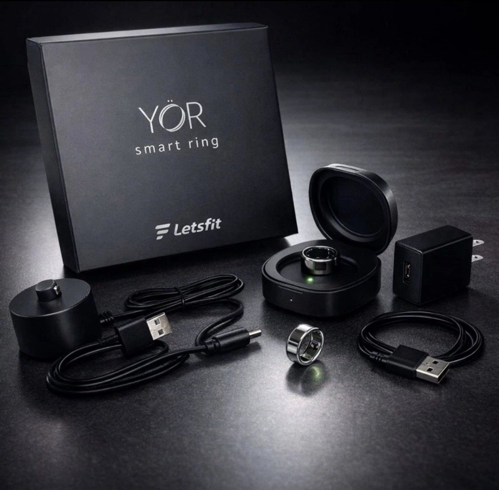 Letsfit YOR LR-08-SL-CASE Silver Smart Ring Activity Tracker Size 8