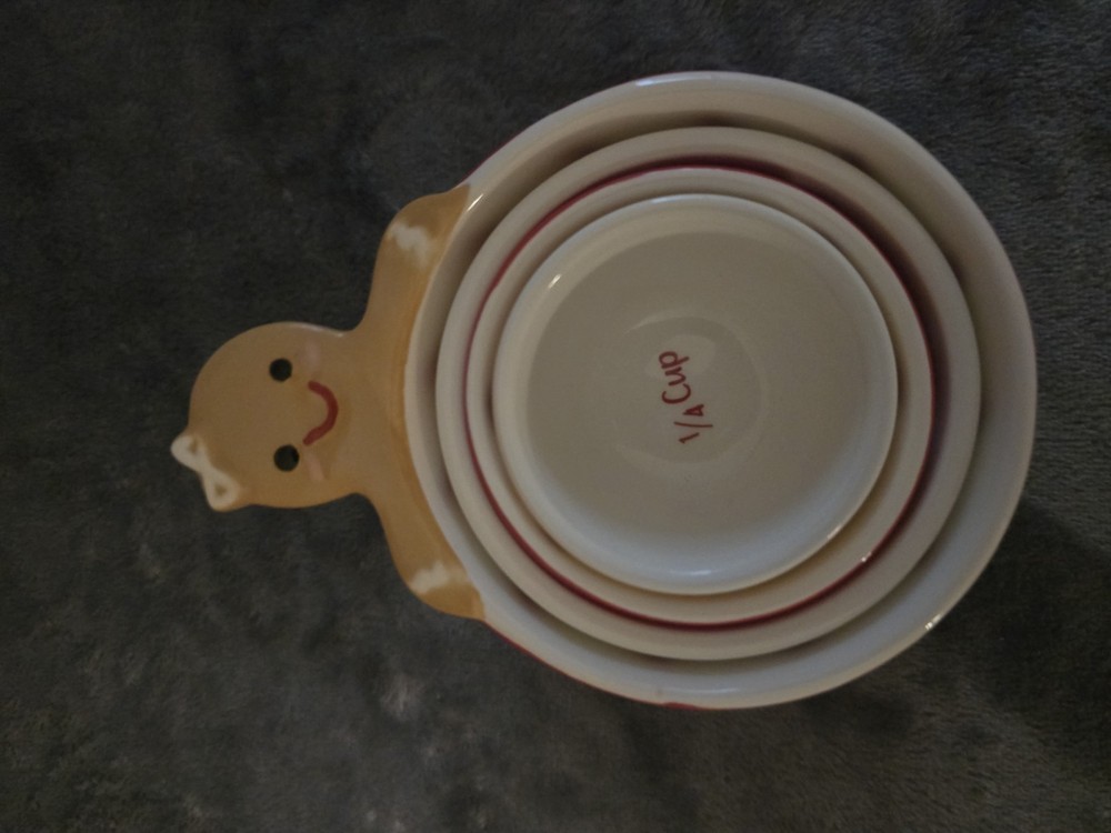 ceramic nesting measuring cups, holiday-themed set gingerbread Man