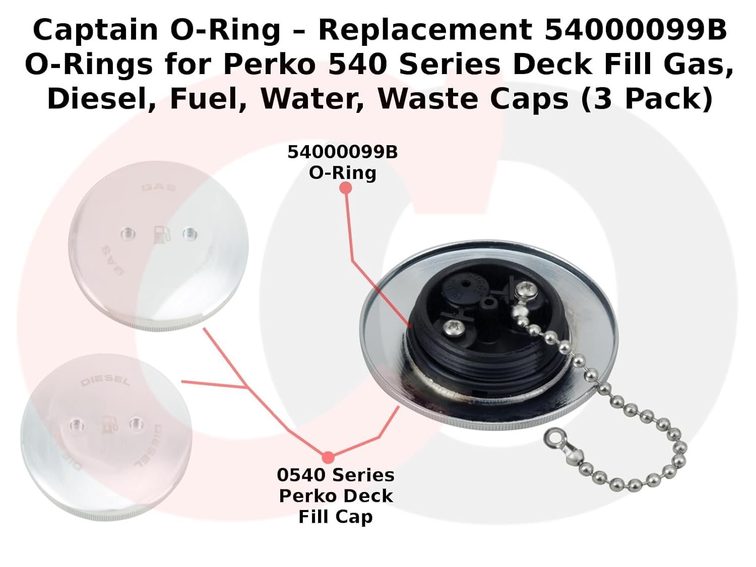 54000099B O-Rings for Perko 540 Series Deck Fill Caps Gas, Diesel, Water (3pk)