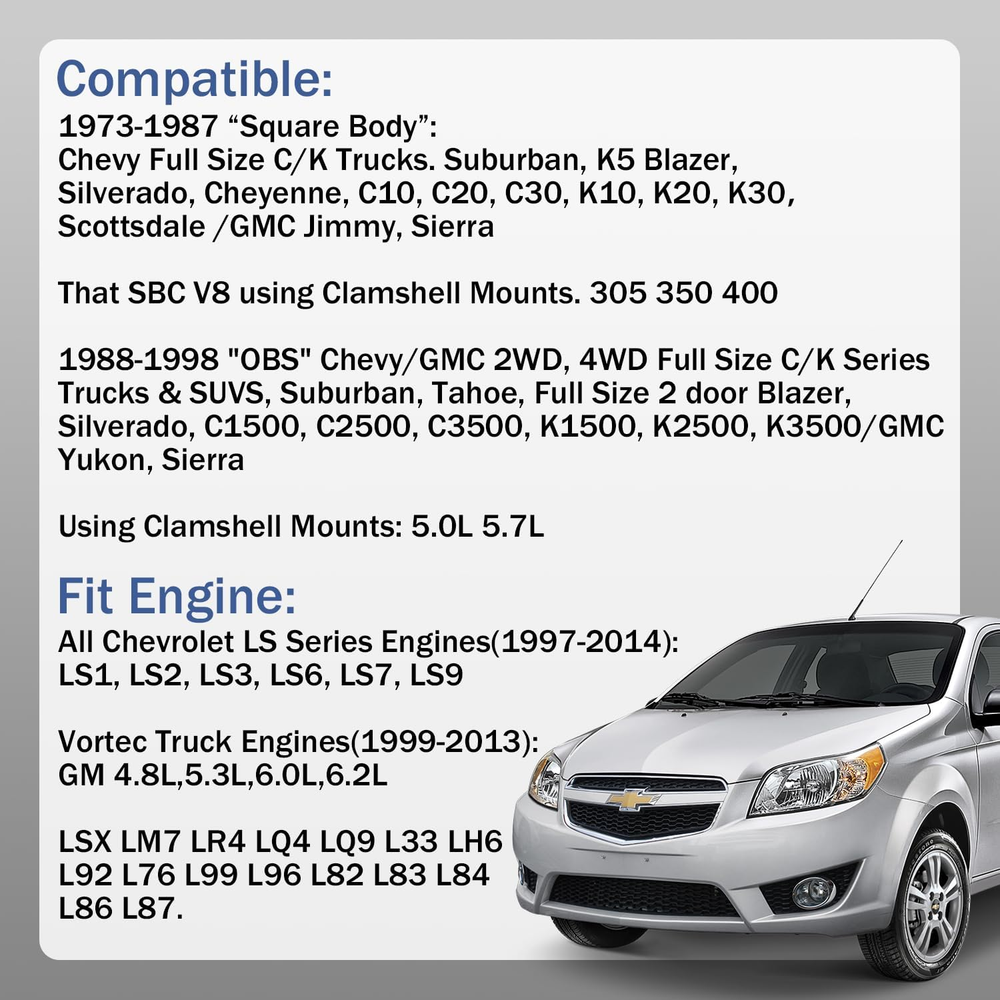 LS Universal Conversion Engine Swap Mounts Compatible with 1973-1998 Square Body
