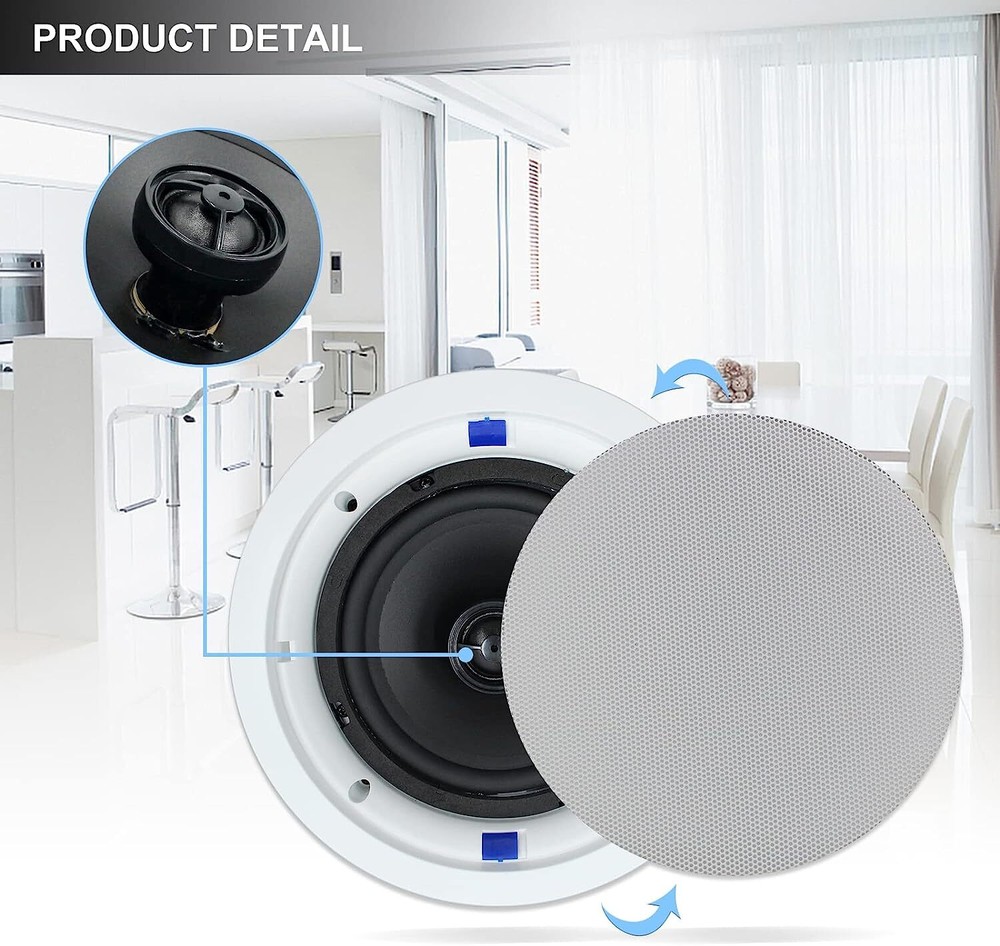 Herdio 2X4" Bluetooth Kitchen Ceiling Speakers 160W +Wall USB Amplifier Receiver