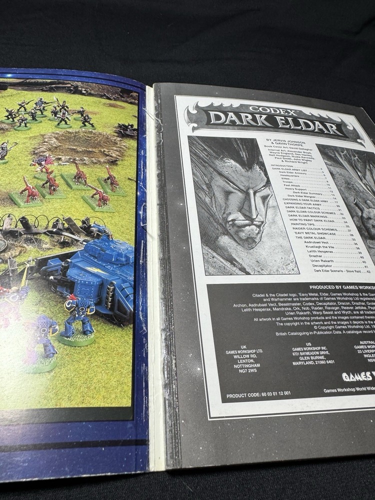 Warhammer 40K Codex: DARK ELDAR (Vtg PB, 1998) Games Workshop Rare OOP