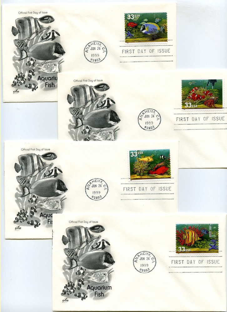 3317-20 Aquarium Fish four ArtCraft  FDCs