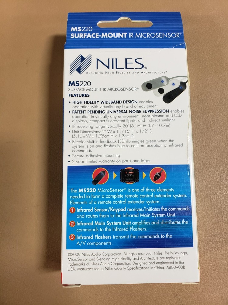 NILES MS220 SURFACE MOUNT IR MICRO SENSOR WITH RJ11 CONNECTOR