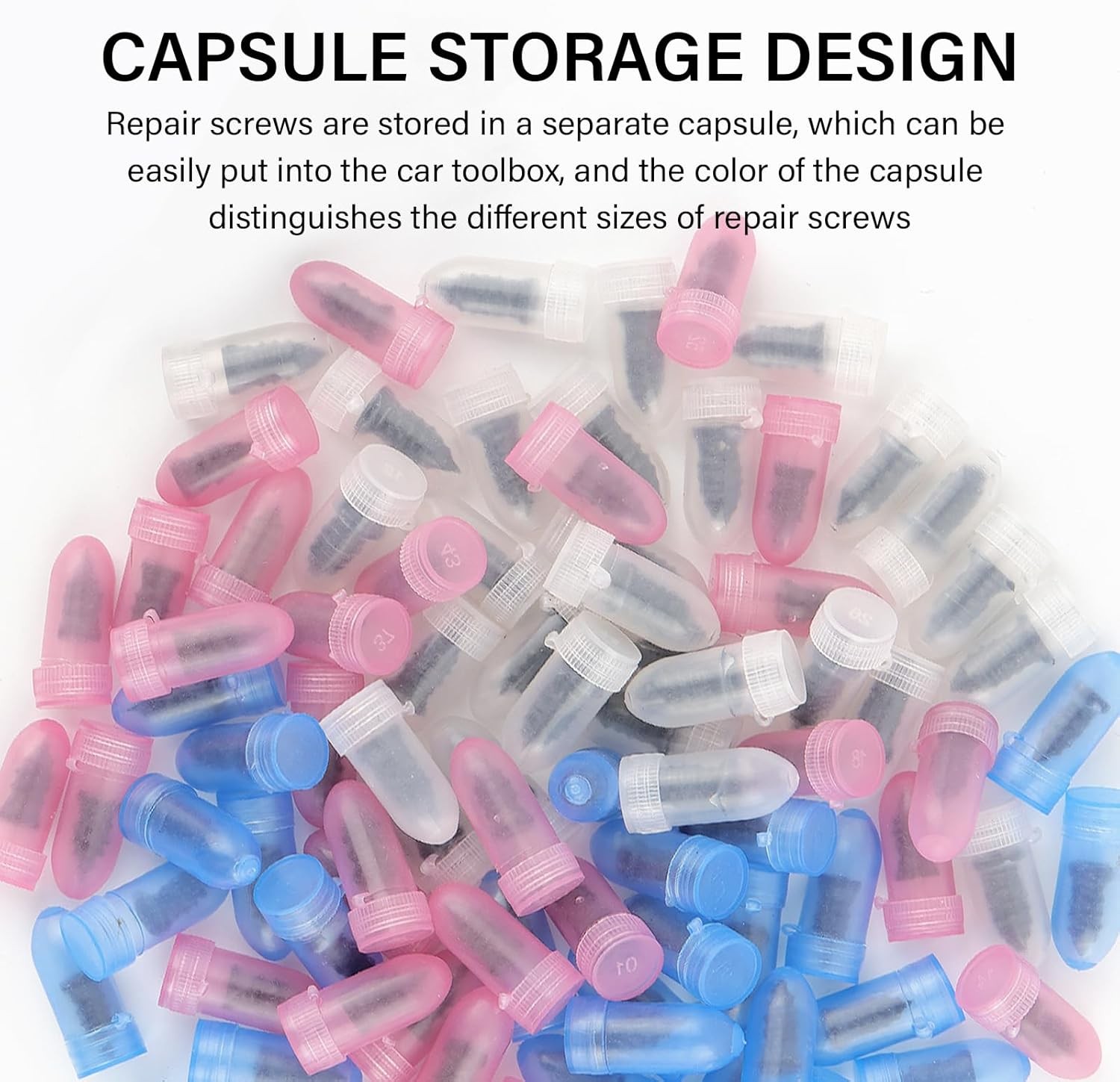 100PCS Tire Repair Screws Kit With Screwdriver 3 Sizes Rubber Plugs Flat Tires